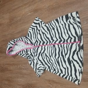 (18-24M) George Baby Hodded Bath Robe Cozy Zebra Stripes Lightweight Soft Pool